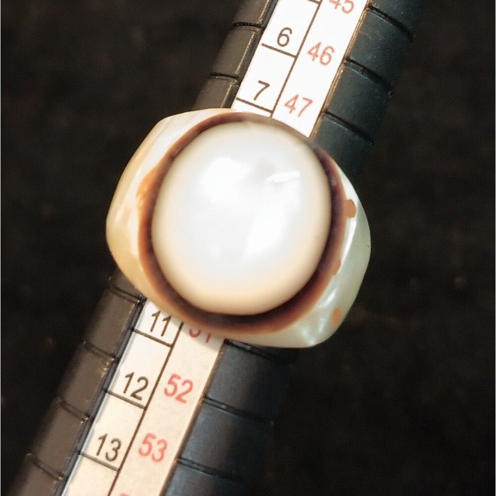 Vintage Handmade Mother Of Pearl Shell Unisex Ring Size 5